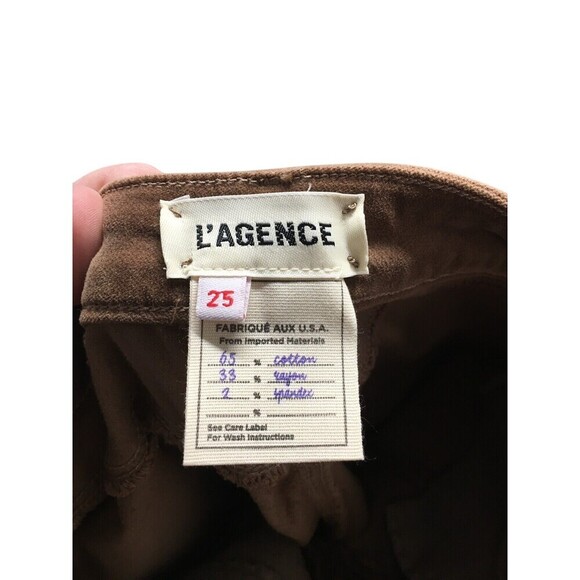 L'Agence Jeans Women's Size 25 Brown Jyothi Tapered Leg Velvet Split Ankle - Picture 7 of 8
